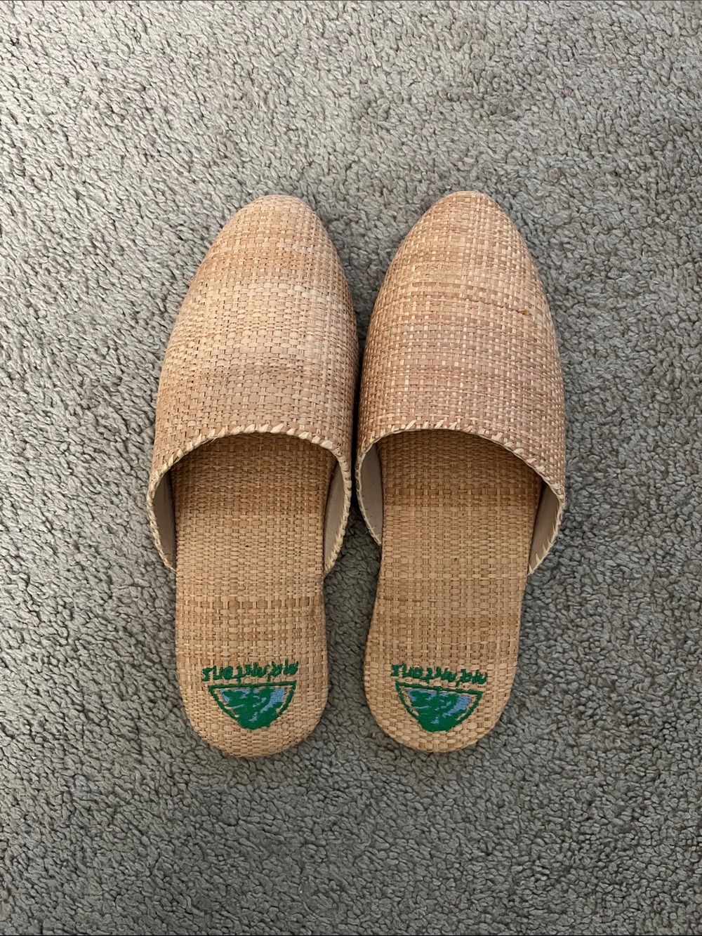 NEW Proud Mary Natural Raffia Shoes Flats Slides Mules Size 37/7 Fits Like 6